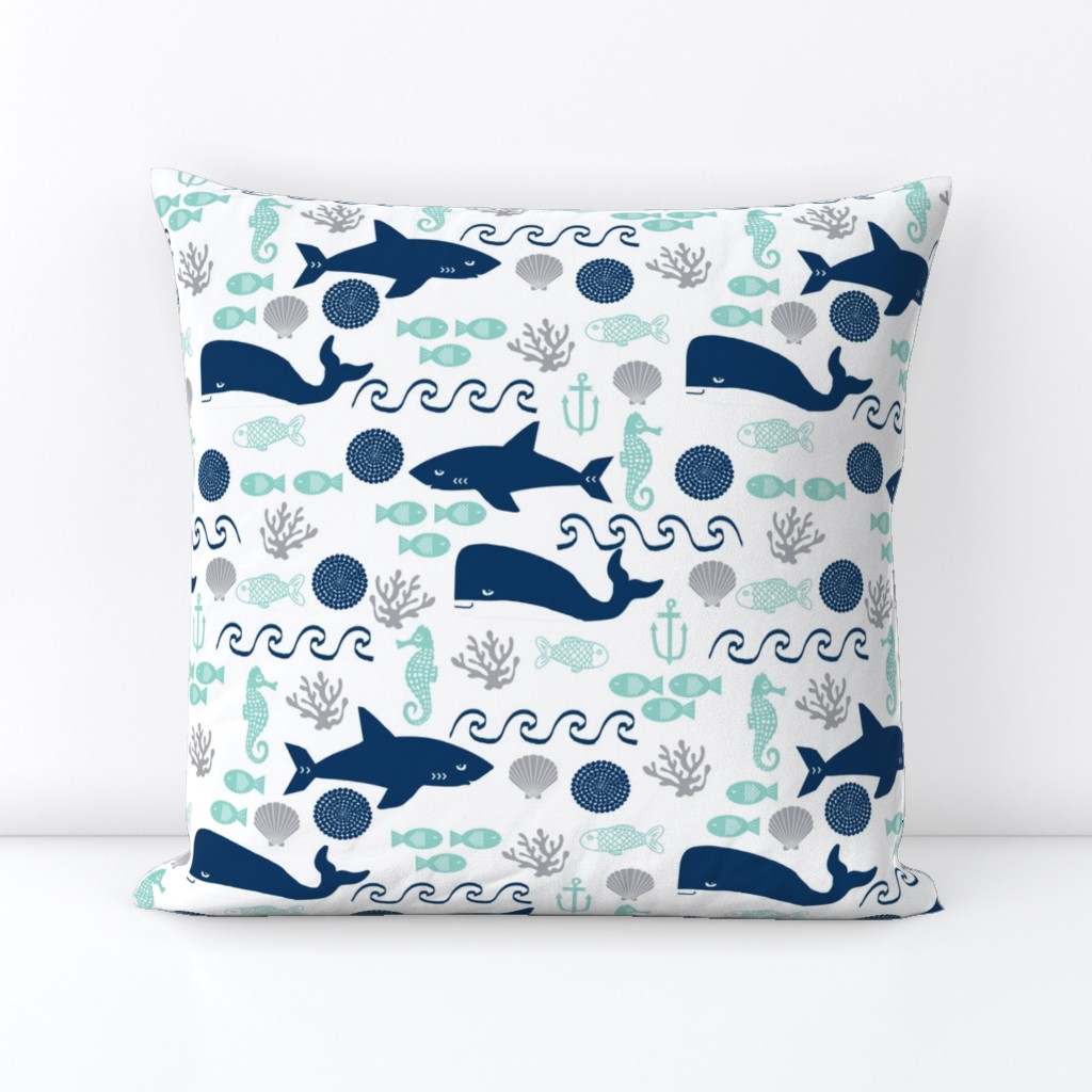 nautical fish and sharks fabric nautical ocean animals shark whale fabric