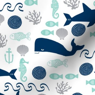 nautical fish and sharks fabric nautical ocean animals shark whale fabric