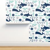 nautical fish and sharks fabric nautical ocean animals shark whale fabric