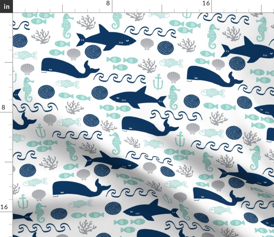 nautical fish and sharks fabric nautical ocean animals shark whale fabric