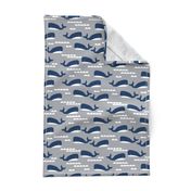 whales navy and grey fabric grey fabric ocean nautical animals fabric