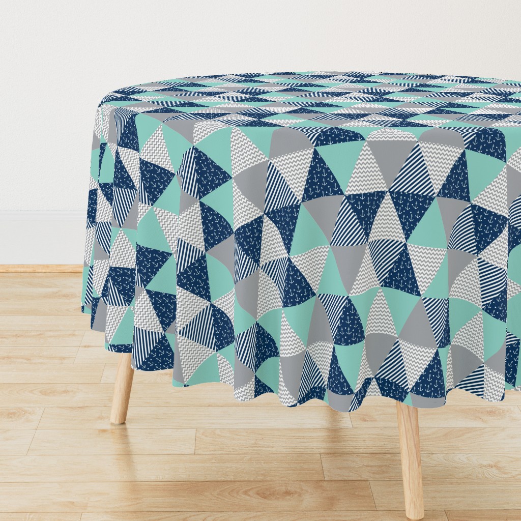 triangle quilt baby fabric cute baby cheater quilt crib sheet baby blanket baby nursery mint navy blue and grey