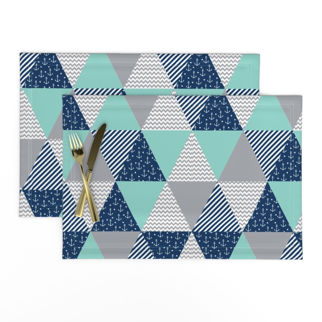 triangle quilt baby fabric cute baby cheater quilt crib sheet baby blanket baby nursery mint navy blue and grey