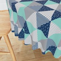 triangle quilt baby fabric cute baby cheater quilt crib sheet baby blanket baby nursery mint navy blue and grey