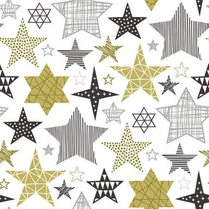 Stars Geometric Winter Fall Holiday Christmas Black & White Gold