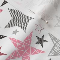 Stars Geometric Winter Fall Holiday Christmas Black & White Pink