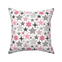 Stars Geometric Winter Fall Holiday Christmas Black & White Pink