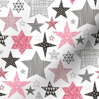 Stars Geometric Winter Fall Holiday Christmas Black & White Pink