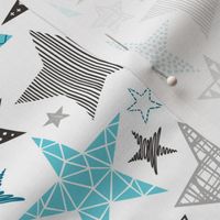 Stars Geometric Winter Fall Holiday Christmas Black & White Aqua Blue