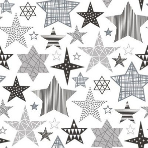 Stars Geometric Winter Fall Holiday Christmas Black & White Grey