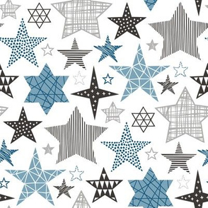 Stars Geometric Winter Fall Holiday Christmas Black & White Blue Navy