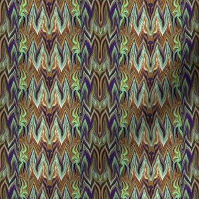 Tearful Ogre Bargello, brown, tan, purple and green, small