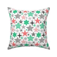 Stars Geometric Winter Fall Holiday Christmas Black & White Red Green