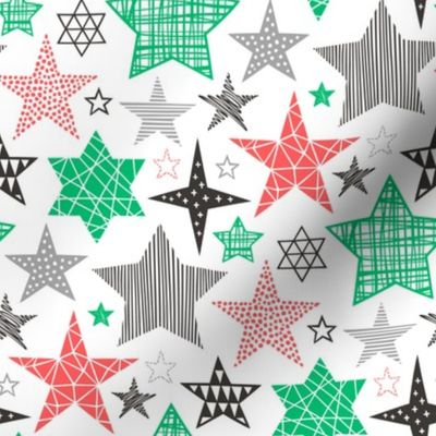 Stars Geometric Winter Fall Holiday Christmas Black & White Red Green