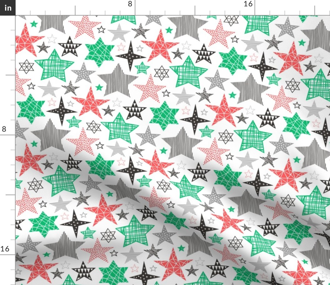 Stars Geometric Winter Fall Holiday Christmas Black & White Red Green