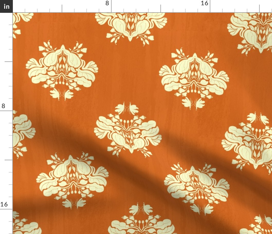 Orange textured creamy floral