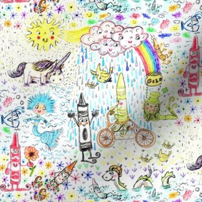 Aug2016Crayons, Happy Crayon Land, white rainbow colorful