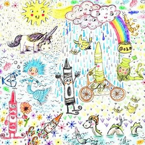 Aug2016Crayons, Happy Crayon Land, white rainbow colorful