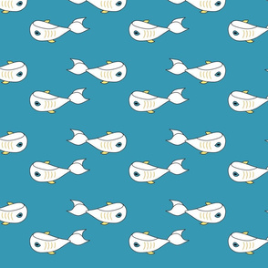 Baby fish white on blue (for sale)