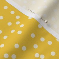 Polka dots in white on yellow - MEDIUM