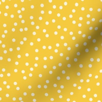 Polka dots in white on yellow - MEDIUM