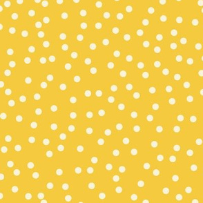 Polka dots in white on yellow - MEDIUM