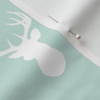 Deer-White on mint - stag Buck deer head silhouette 