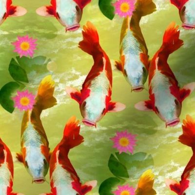 koi in pond fabric