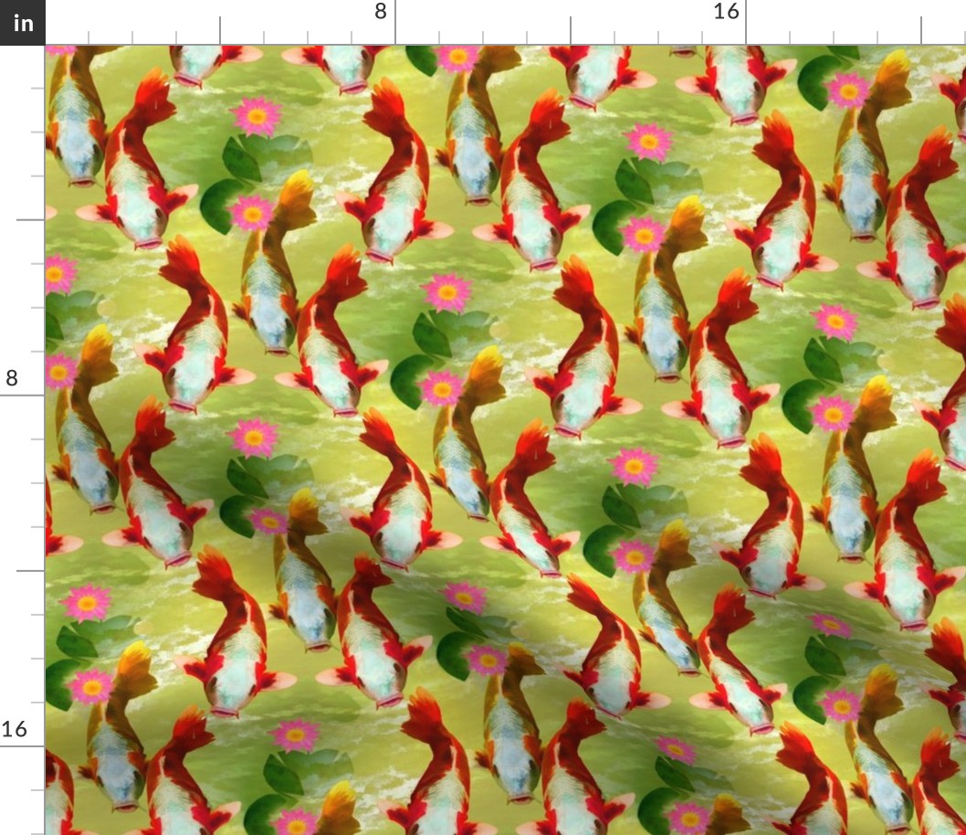 koi in pond fabric