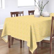 Faux Linen yellow hexagon on white