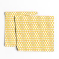 Faux Linen yellow hexagon on white