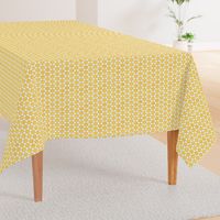 Faux Linen yellow hexagon on white