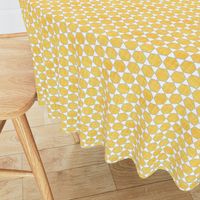 Faux Linen yellow hexagon on white