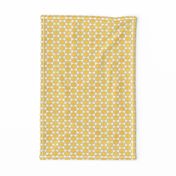 Faux Linen yellow hexagon on white