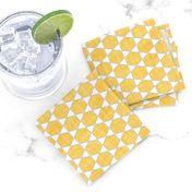 Faux Linen yellow hexagon on white