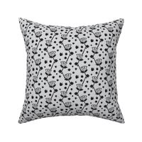 Art Deco Geometric Floral || Monochrome Black White Abstract Silver Flower  Gray Grey _Miss Chiff Designs 