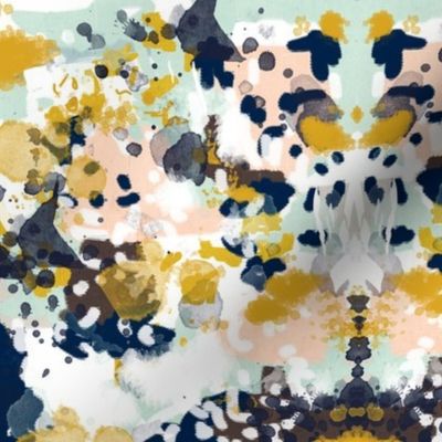 sloane abstract navy blue mint peach girls fabric abstract nursery painterly girls design