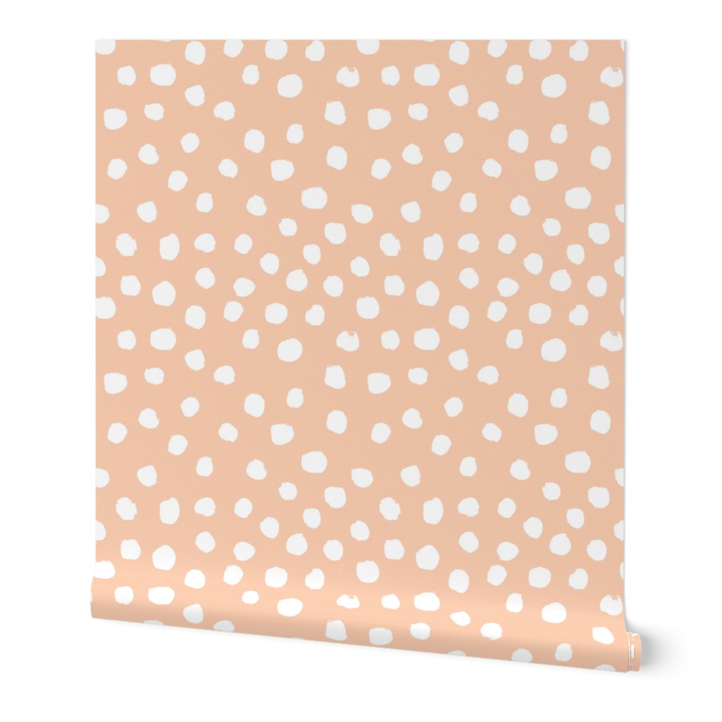 peach dots painted dots fabric dot fabric peach dot