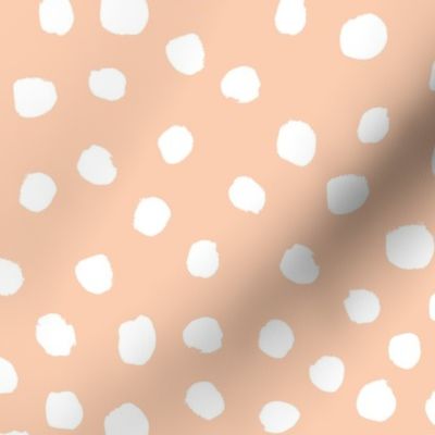 peach dots painted dots fabric dot fabric peach dot