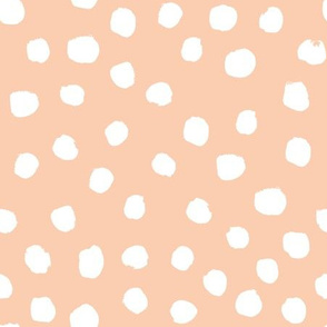 peach dots painted dots fabric dot fabric peach dot