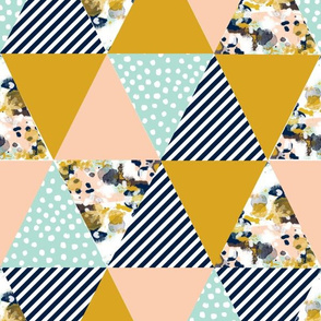 triangles quilt triangle quilt fabric navy blue mint blush gold fabric crib sheet baby nursery nursery baby quilt 
