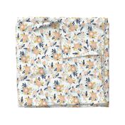 florals peach navy blue mint gold flowers painted floral painted flowers fabric nursery floral fabric