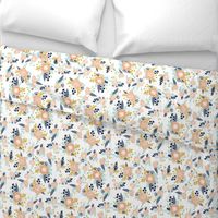 florals peach navy blue mint gold flowers painted floral painted flowers fabric nursery floral fabric