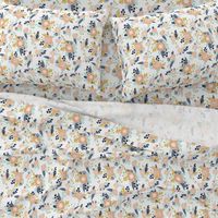 florals peach navy blue mint gold flowers painted floral painted flowers fabric nursery floral fabric