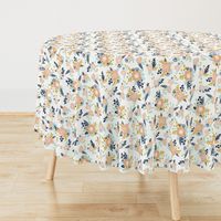 florals peach navy blue mint gold flowers painted floral painted flowers fabric nursery floral fabric