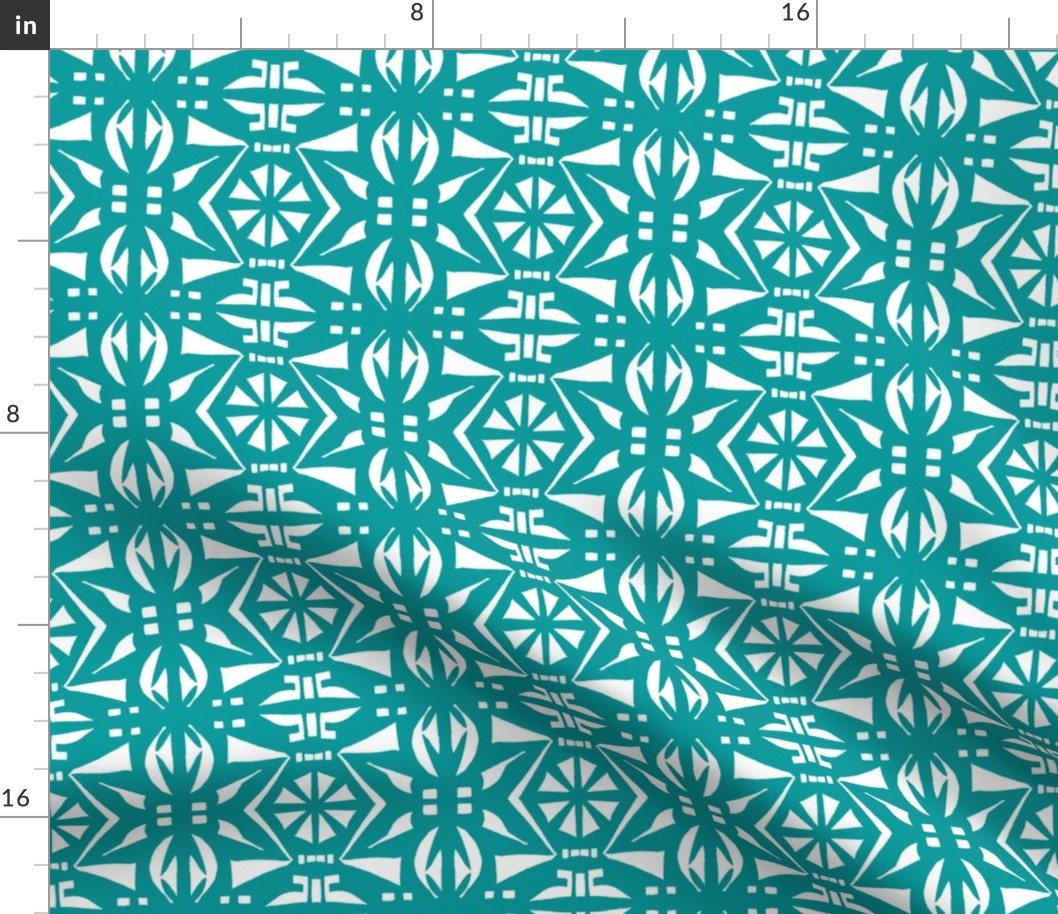 DECO PARTY PRINT  Turquoise and White 