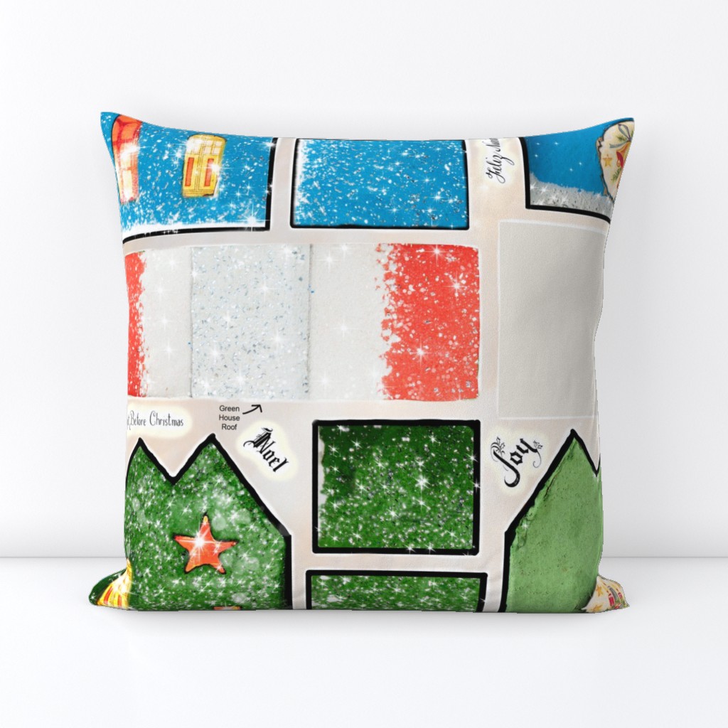 Vintage Christmas Putz House Pillows