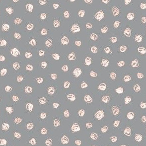 chalk polkadots - pale peach on grey