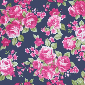 Navy Pink Watercolor Floral