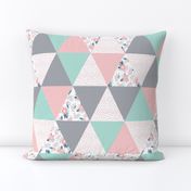 cheater quilt triangle quilts navy mint and pink floral baby blanket cute nursery baby fabric